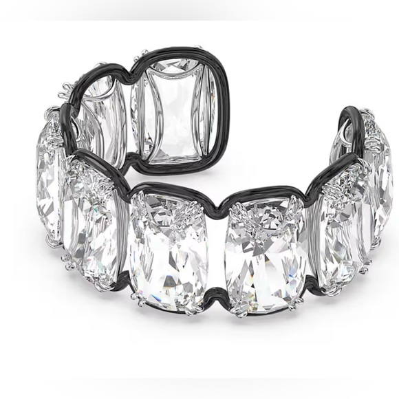 Harmonia cuff, Oversized floating crystals, White, Mixed metal - Picture 1 of 5